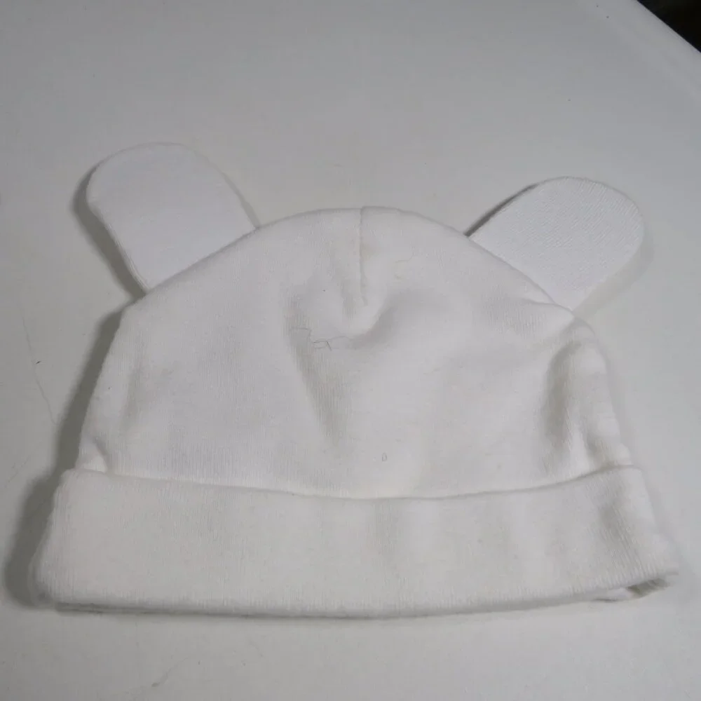 Baby Bunny Rabbit Hat Cap embroidered 0-3mo cotton Pink & White
